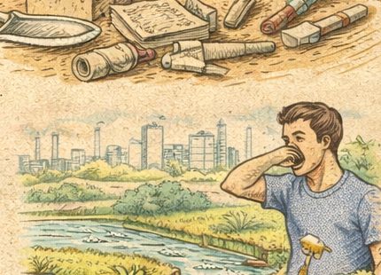 Ilustracion de impacto del agua en rios